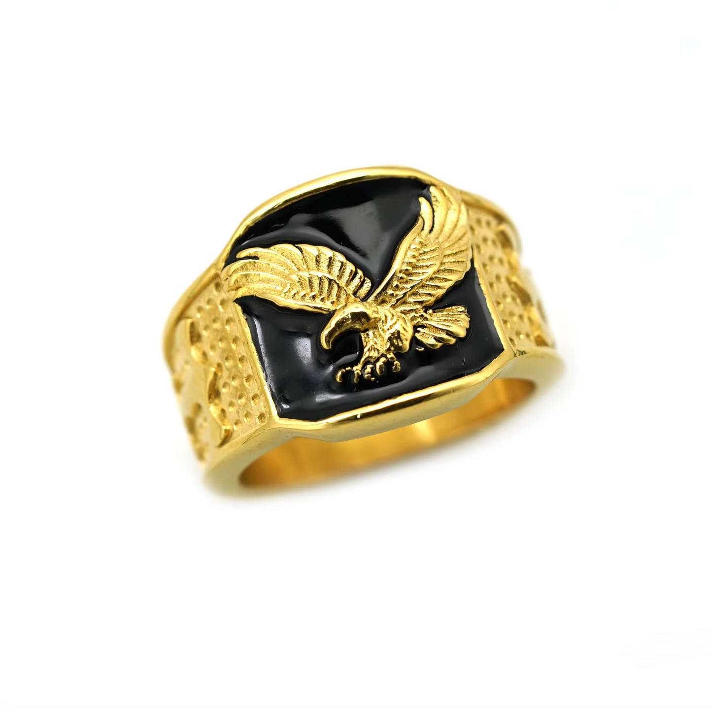 Anel Aguia Inoxidável Banhado a Ouro 18K