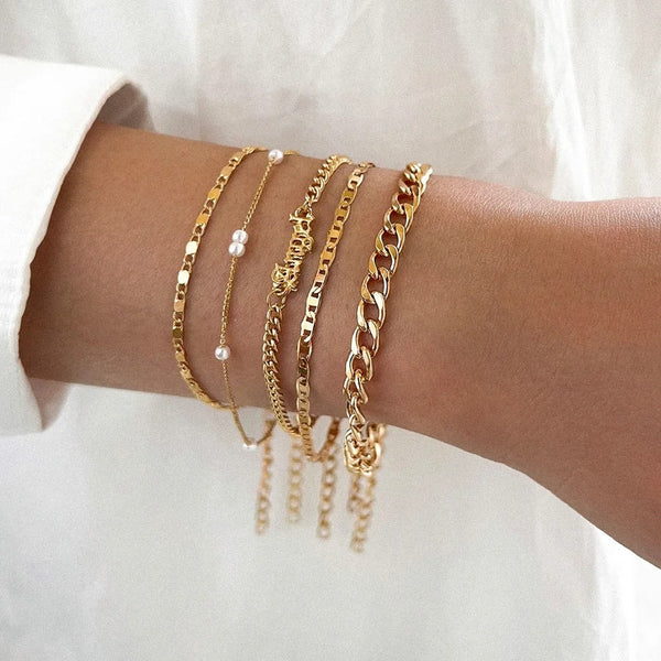 Conjunto de Pulseiras 5 em 1 Ajustáveis