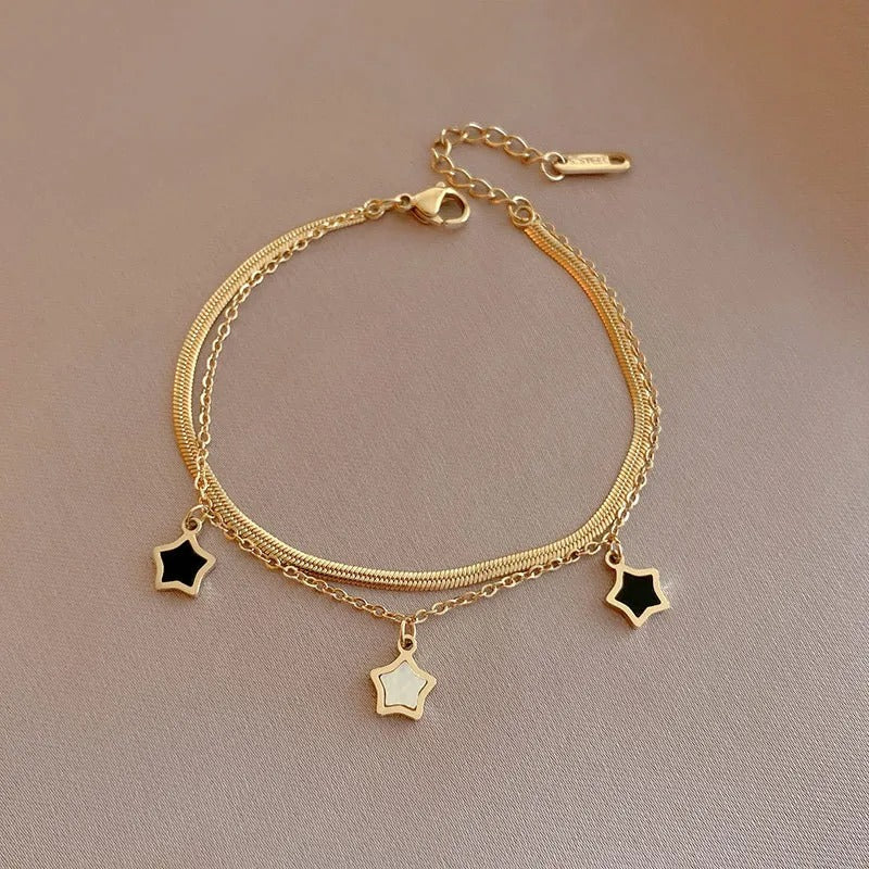 Conjunto Duplo Colar e Pulseira Estrela